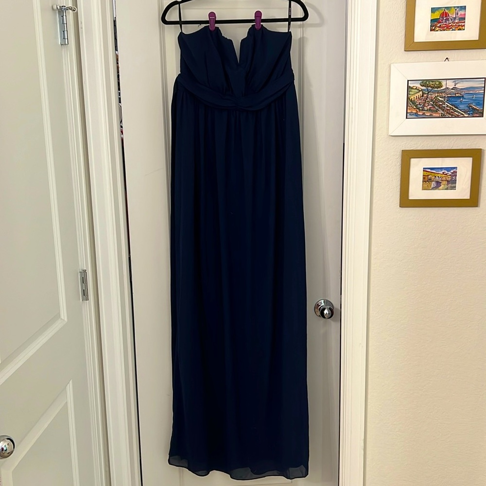 Strapless Navy Formal Dress